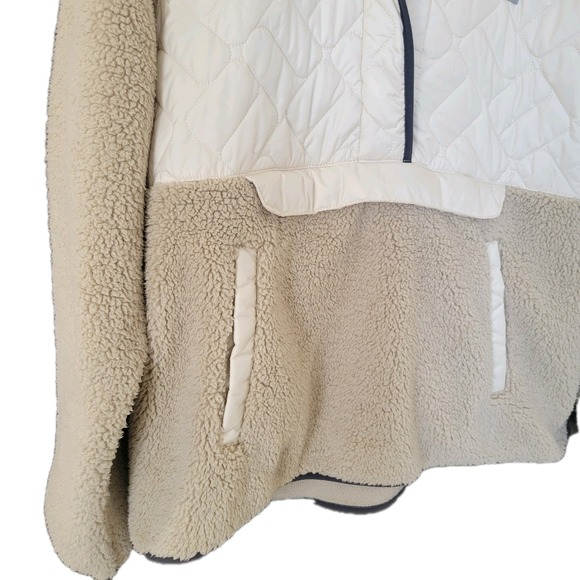 Columbia Women's Cream Tan Fleece Quilted Pullover Hoodie Sherpa Cozy Size XXL - Picture 5 of 11